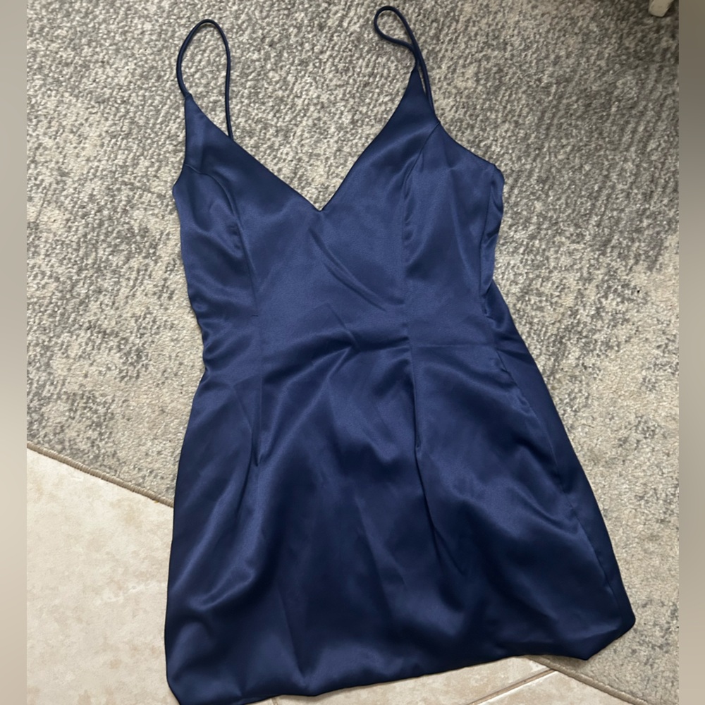 Stunning navy satin Lorette dress size XS/S